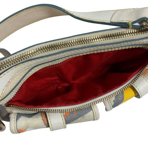 HTF Vintage DOONEY BOURKE Double Pocket Front Graffiti Shoulder Bag + Charm - Picture 9 of 16